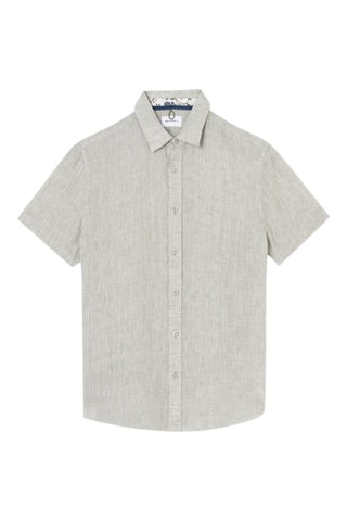 Camisa slim fit de lino - Verde liquen