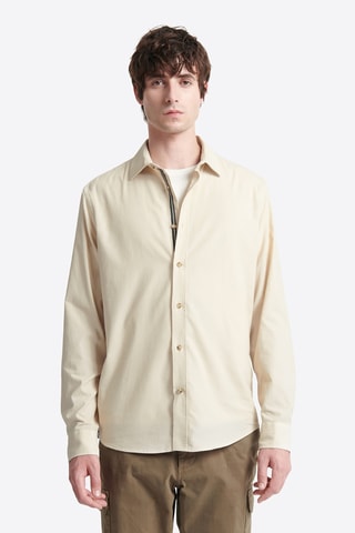 Camisa slim fit de pana - Beige