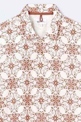 Camisa regular fit - Blanco y marrón