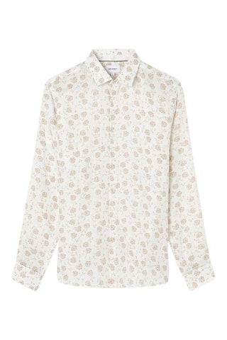 Camisa slim fit de lino - Marfil