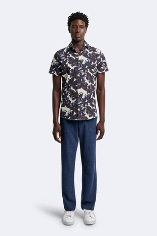 Overhemd Slim Fit - Wit en Bruin