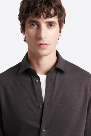 Camisa slim fit - Marrón oscuro jaspeado