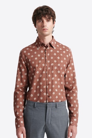 Camisa slim fit - Rojo teja