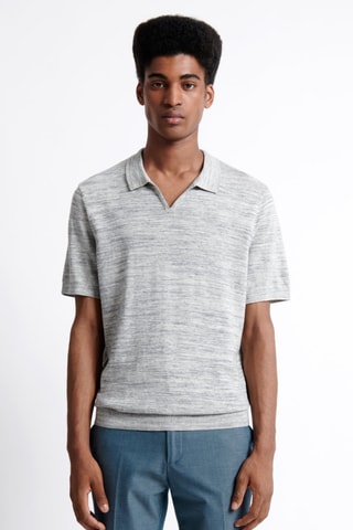 Biologisch Katoenen Polo - Gemêleerd Lichtgrijs