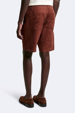 Bermudas rectas de lino - Marrón