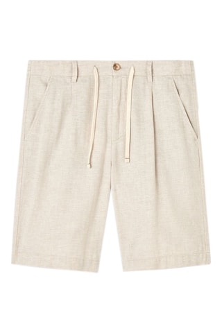 Bermudas regular fit de lino - Beige
