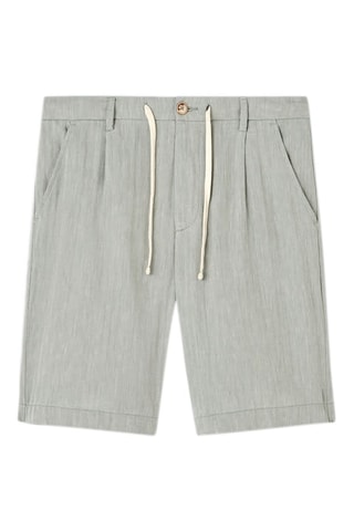 Bermudas regular fit de lino - Verde salvia