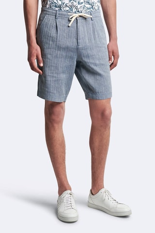 Bermudas regular fit de lino - Azul