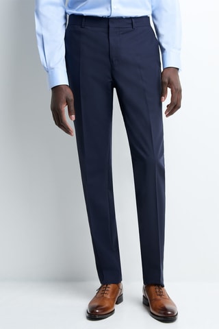 Pantalón slim fit de lana - Azul marino