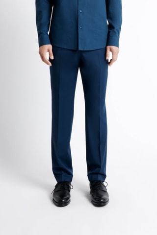 Wollen Regular Pantalon - Pauwblauw