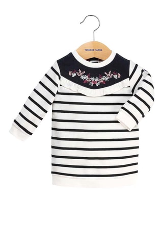 Vestido Dirali Branco e azul-marinho ­ Terre de Marins