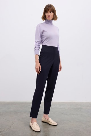 Pantalon taille haute - Bleu marine