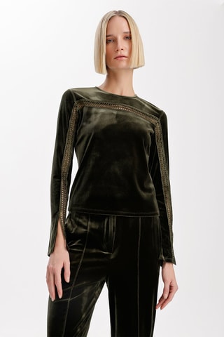 Top en velours - Kaki