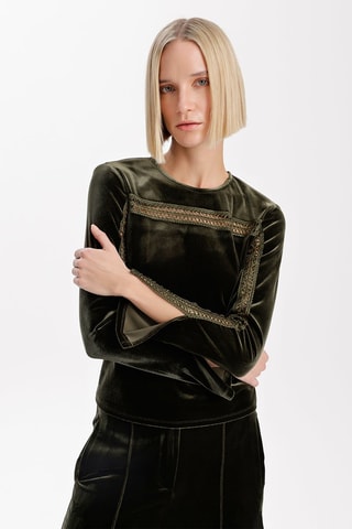 Top en velours - Kaki