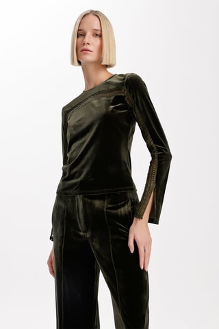 Top en velours - Kaki