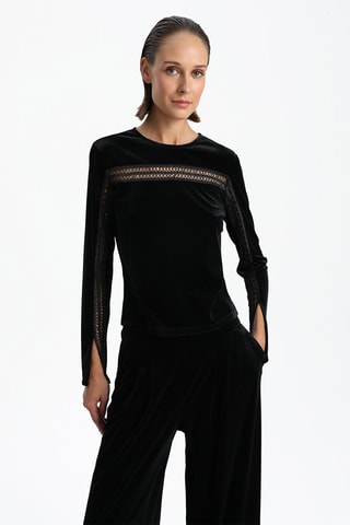 Top en velours - Noir