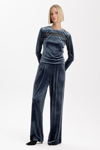 Top en velours - Gris