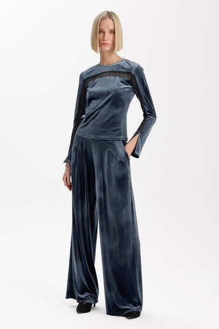 Top en velours - Gris