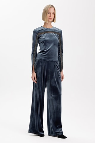 Top en velours - Gris