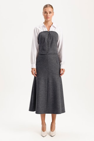 Crop top bustier en laine - Anthracite