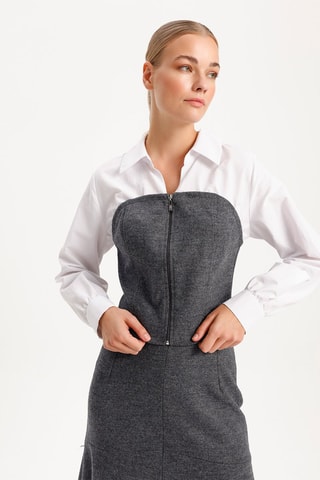 Crop top bustier en laine - Anthracite