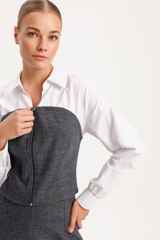 Crop top bustier en laine - Anthracite