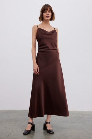 Robe midi sans manches - Marron
