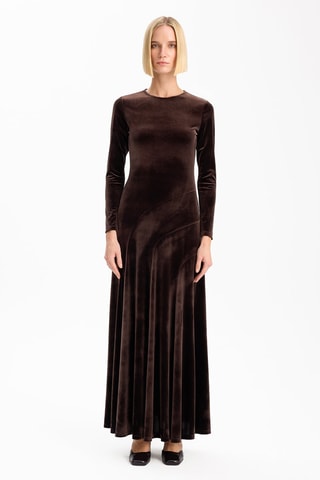 Robe longue en velours - Marron