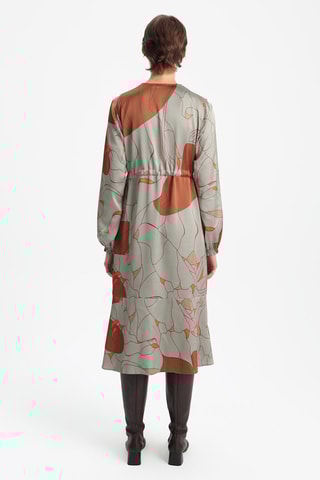 Robe midi - Gris foncé et camel