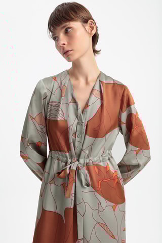 Robe midi - Gris foncé et camel