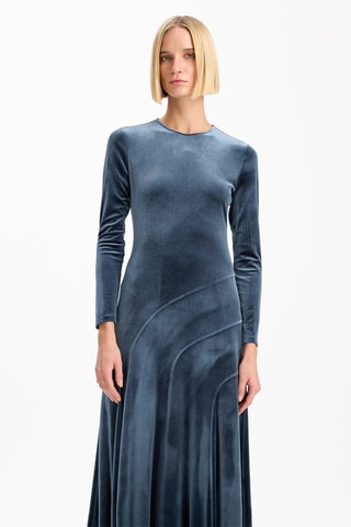 Robe longue en velours  - Taupe