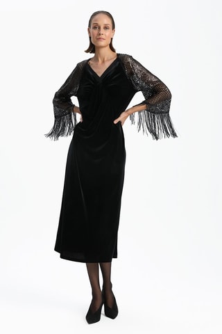 Robe droite bi-matière - Noir