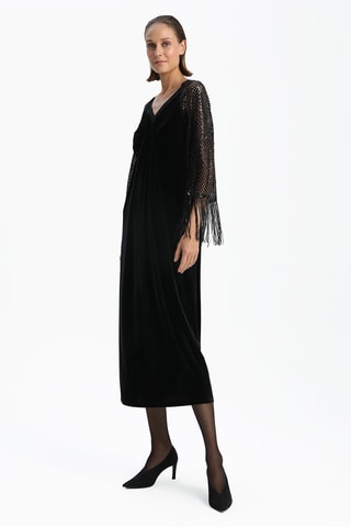 Robe droite bi-matière - Noir