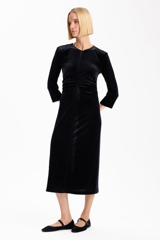 Robe droite en velours - Noir