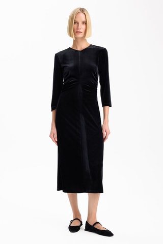 Robe droite en velours - Noir