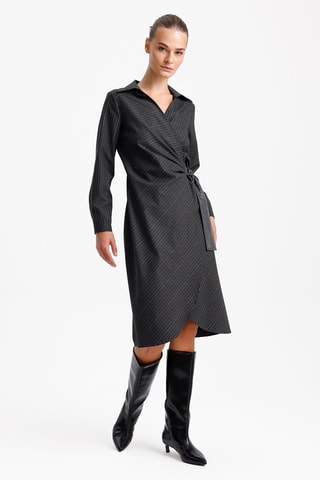 Robe portefeuille - Anthracite et écru