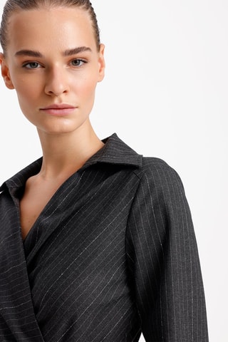 Robe portefeuille - Anthracite et écru