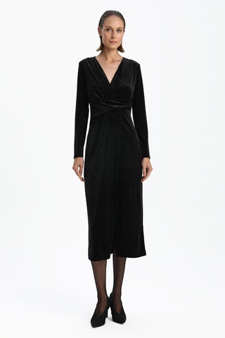 Robe droite en velours - Noir