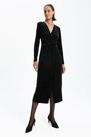 Robe droite en velours - Noir