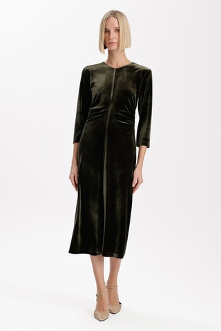 Robe droite en velours - Kaki