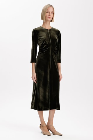 Robe droite en velours - Kaki