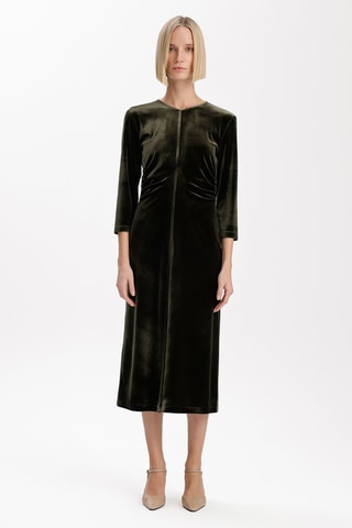 Robe droite en velours - Kaki