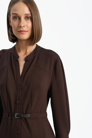 Robe midi en velours - Marron