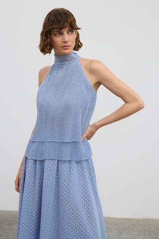 Top en dentelle - Bleu