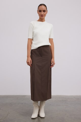 Jupe longue plissée - Marron