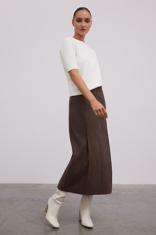 Jupe longue plissée - Marron