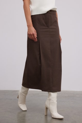 Jupe longue plissée - Marron