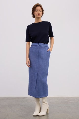 Jupe fourreau midi - Bleu