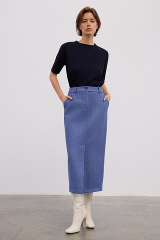 Jupe fourreau midi - Bleu