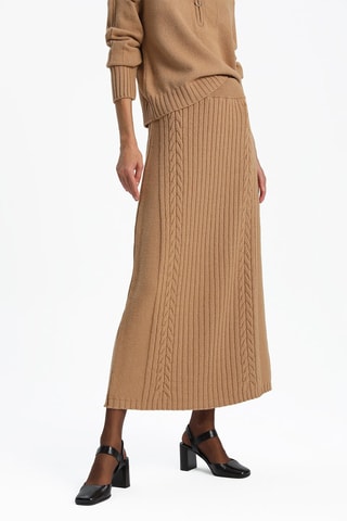 Jupe longue taille haute - Beige